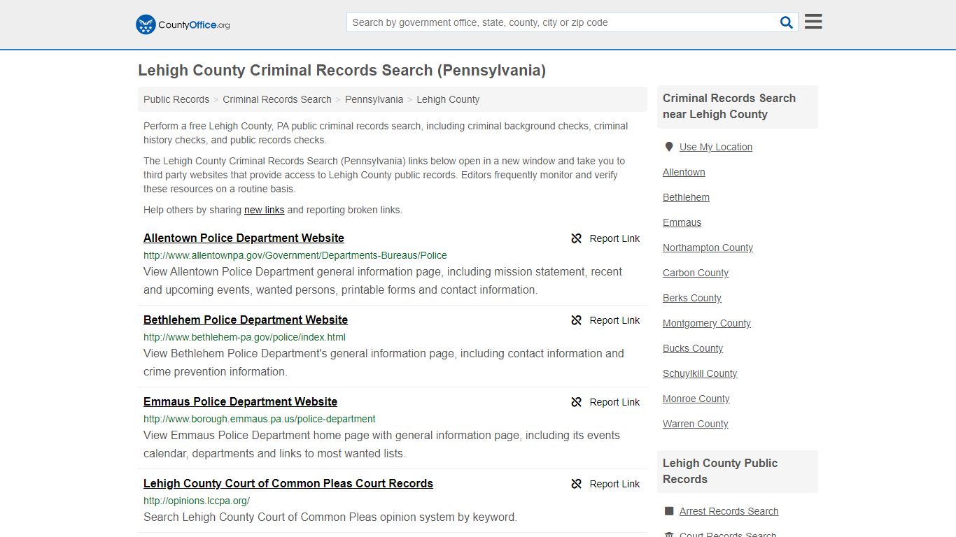 Criminal Records Search - Lehigh County, PA (Arrests ...